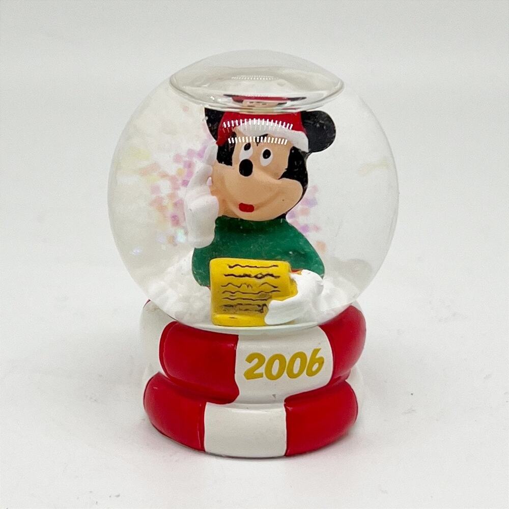 Disney Christmas 2006 Mickey Mouse Santa Miniature Snow Globe Dome